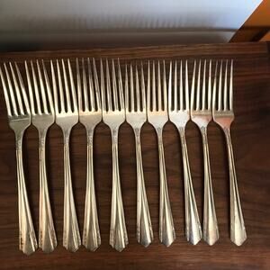Wm. A. Rogers A1 Plus Oneida Ltd Art Deco Silver Plate Art Deco fork set (10)